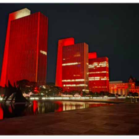 Empire State Plaza Illuminated Red