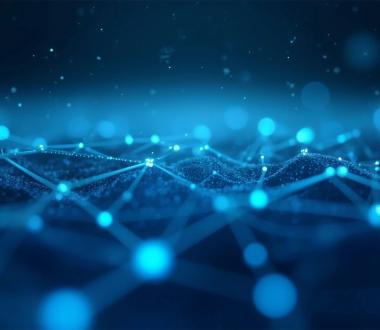 Blue bioinformatics dots and connections